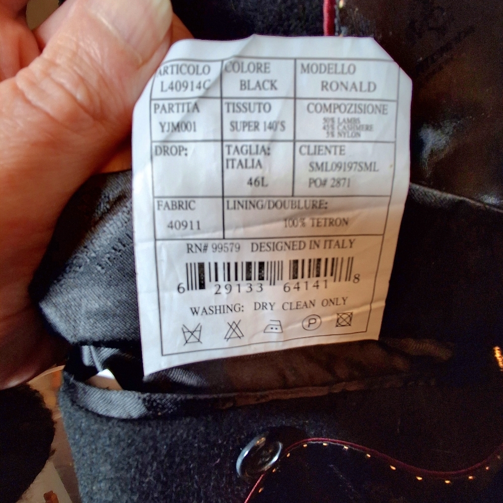 Pronto Moda Cashmere & Super 140’s Wool Coat | Black 46LDescr - Picture 4 of 8